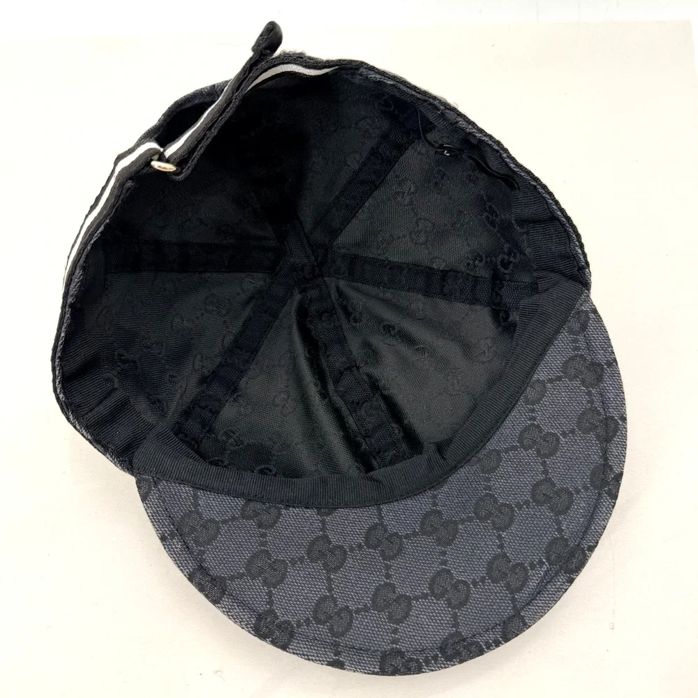 Gucci GG Canvas GG Monogram Logo Web Baseball Cap Hat Mens Large